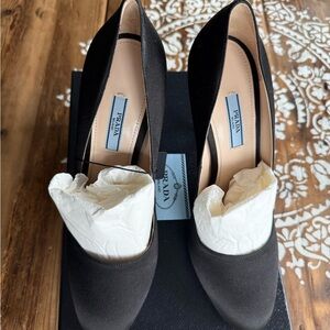 Prada Black Pointed-Toe Satin Pumps
